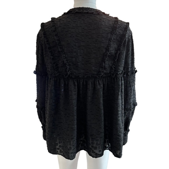IRO Blouse Women's Size 34/US 4 Black Keyhole Neckline Long Sleeves with button - Picture 2 of 16